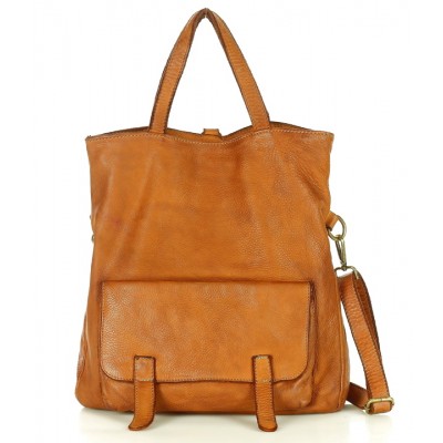 521. XXL Tote Tasche mit Rucksackfunktion Leder Damen Schwarz & Braun